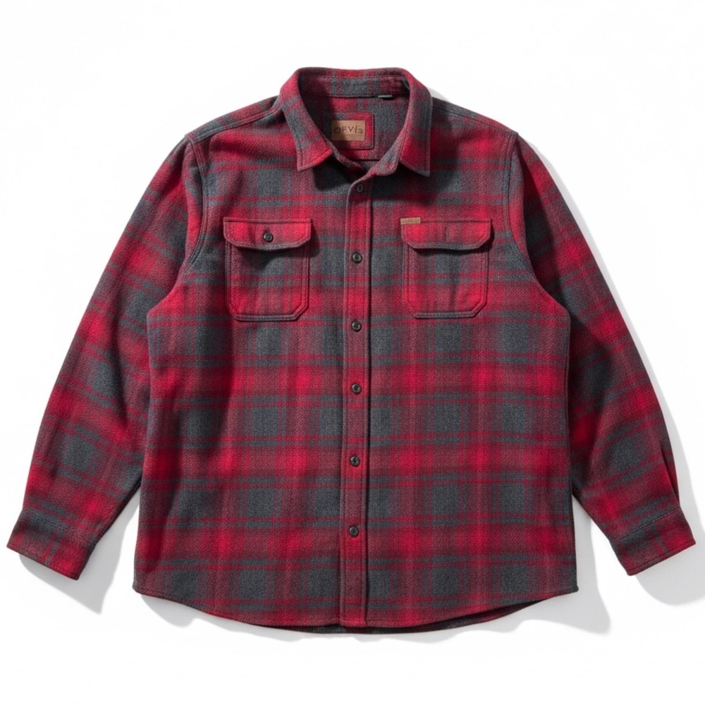 Orvis Plaid Button Down Shirt Red Gray Cotton Blend XXL Classic Fit